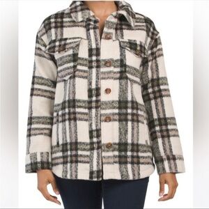 Avec Les Filles Plaid Shacket Button Down Shirt Jacket
